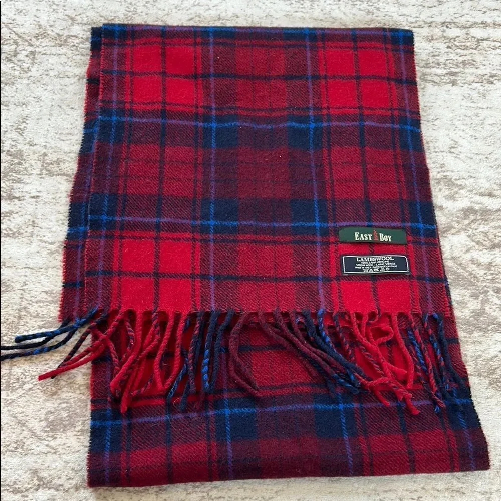 East Boy Red and Blue Plaid Scarf
